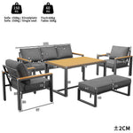 Garden Lounge Set for 6-7 People, Weatherproof Seating Group, Galvanized Iron Frame