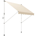 Folding Arm Awning, 300x150cm Height Adjustable Sunshade with Hand Crank, Aluminum Beige