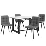 Dining Set 140x80cm Modern Kitchen Table 4 Chairs Black/Dark Grey Linen