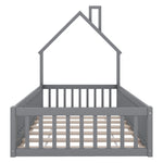 House Bed 90x200 cm Children Bed Slatted Base Pine Wood Grey