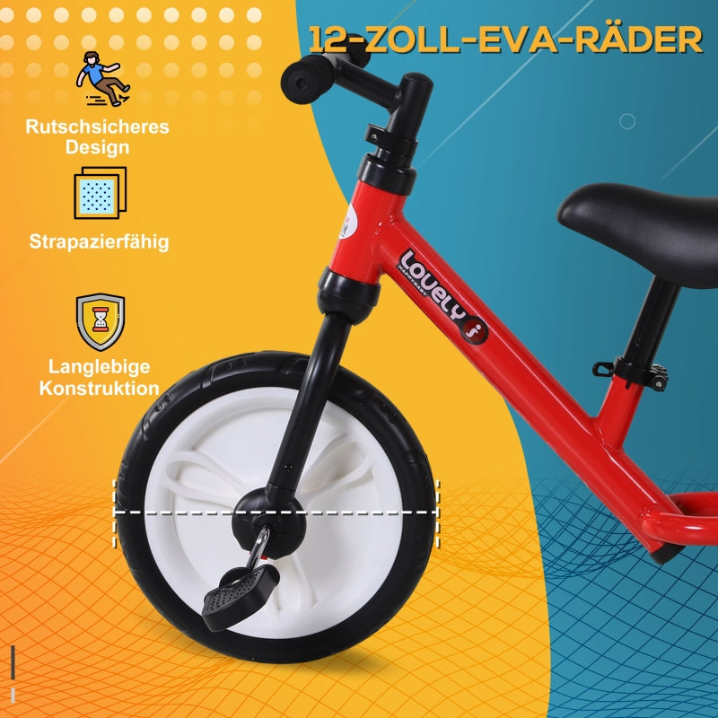 Children's Balance Bike, 2-in-1 with Training Wheels and Pedals, Red
