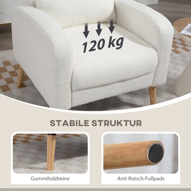 Lounge Chair, Lumbar Cushion Upholstered Armchair, White