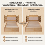 Upholstered Double Storage Bed 160x200 LED USB-C, Linen