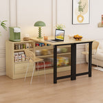 Extendable Folding Dining Table with Storage & 360° Rotation - Natural/Black