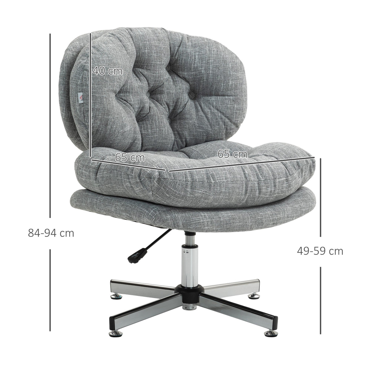 Office Chair, Ergonomic Desk Swivel with Rocking and Padded Seat, Grey Linen Look