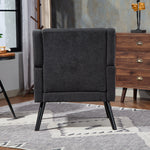 Upholstered Armchair with High-Density Foam and Solid Wood Legs, Black Suede