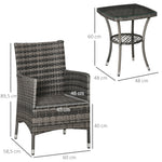Balcony Furniture Set for 2 People, Rattan Garden, Dark Grey