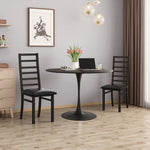 Metal Dining Chairs, High Back Armless, Steel Legs, PU Leather, Black