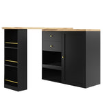 Rotating Bar Table Multifunctional Storage with 2 Drawers and Sliding Door Cabinet