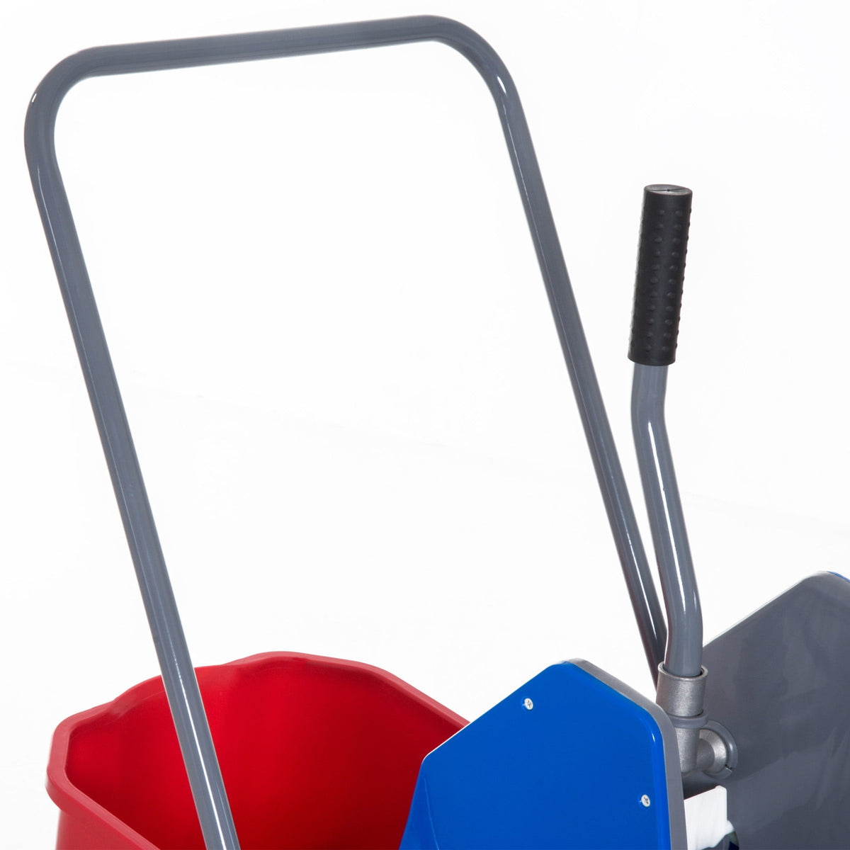 Cleaning Trolley 2 Buckets 4 Wheels Metal/PP Blue/Red