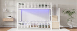 Bunk Bed with Storage Ladder and LED, 90x200cm, White