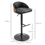 Bar Stools, Swivel Height-Adjustable with Footrest, Faux Leather Wood