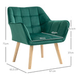 Single Armchair, Relax Chair, Velvet, Green