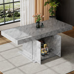 Extendable Dining Table Automatic Telescopic Storage 140/180x80cm - Concrete Look