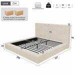 Upholstered Double Bed 180x200 cm with Slatted Base, Beige Chenille