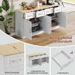 Sideboard Buffet Storage Cabinet 140cm 4 Drawers 4 Barn Doors White Wood