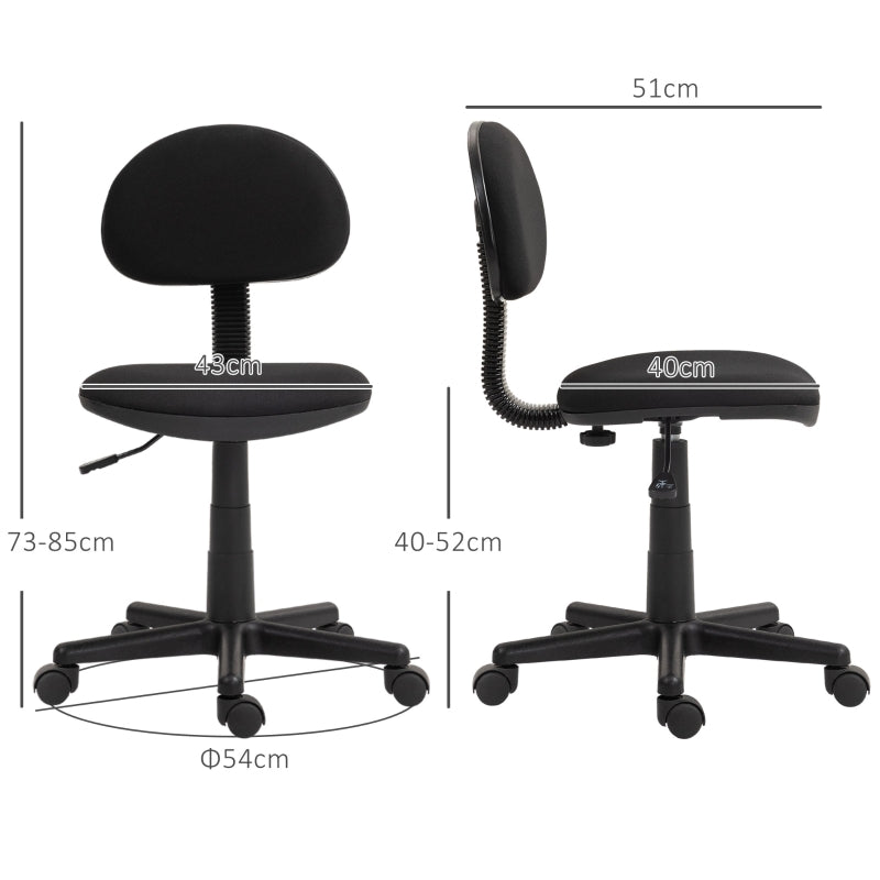 Office Chair Ergonomic Desk, Height-Adjustable Swivel, Black Fabric