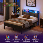 Bed Frame 140x190cm with LED Light & USB Station, Metal