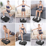 Vibration Plate Training Device, Whole Body Fitness Platform with Resistance Bands & Speed Control, Home Gym Equipment