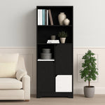Multifunctional Bookcase with Open Storage, Doors & Drawers - Black/White