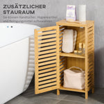 Bathroom Cabinet/Side Cabinet Slatted Door 2 Compartments Storage, Natural