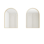 Stylish Arched Mirror Cabinet, Recessed Wall Storage Metal Framed, Gold
