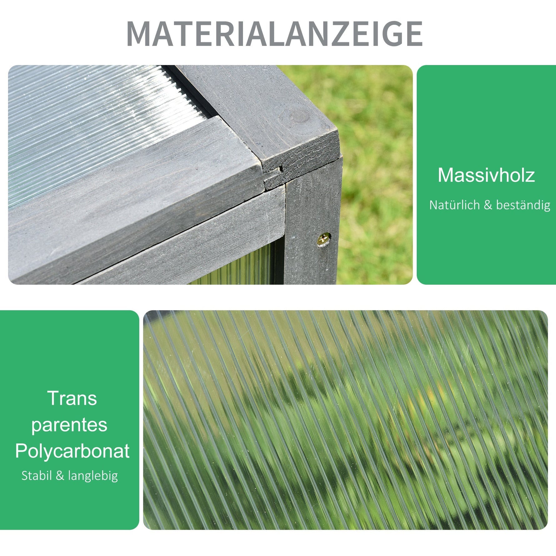 Wooden Cold Frame, Mini Greenhouse, UV Protection, Grey