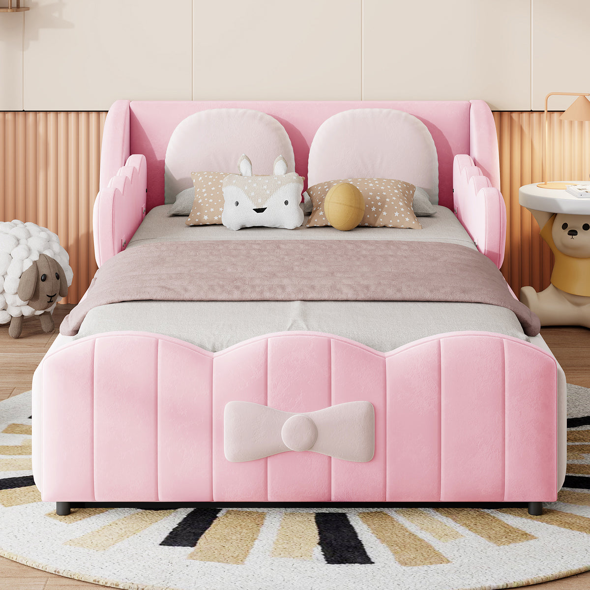 Children's Upholstered Bed 90x200 Hydraulic Storage, Velvet