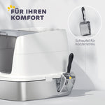 Stainless Steel Cat Litter Box, Enclosed with Scoop, Odor Bag, Entry/Exit