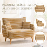 Modern Two-Seater Sofa with Armrest Cushions and Storage Bag, Loop Fabric