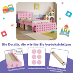 Wooden Single Bed, 90x200 cm with Drawers, Pink