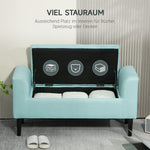 Storage Bench, Upholstered with Storage Box, Linen Look Green