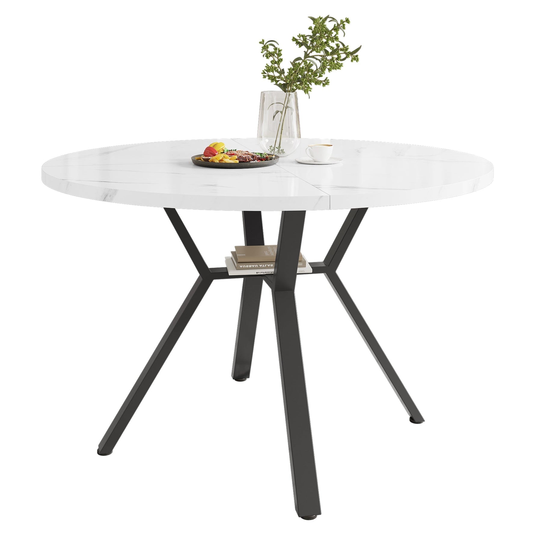 Round Dining Table, Modern Simple, Black Marble