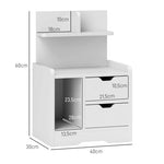 Bedside Table with 2 Drawers, Open Shelf, White