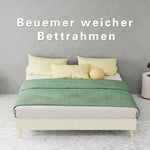 Modern Minimalist Bed Frame 140x200cm with Mattress, Beige Velvet