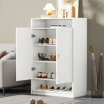 Modern shoe cabinet with adjustable shelves and 2 doors, white