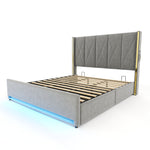 Padded Storage Bed 180x200cm with LED & USB, Velour