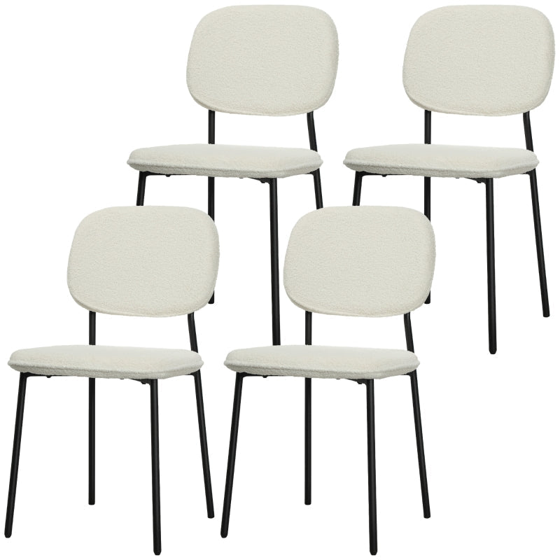 Dining Chairs Set of 4, Upholstered with Steel Legs, White Velvet