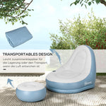 Inflatable Sofa with Footstool and Cup Holder, Air Sofa for Camping and Home, white