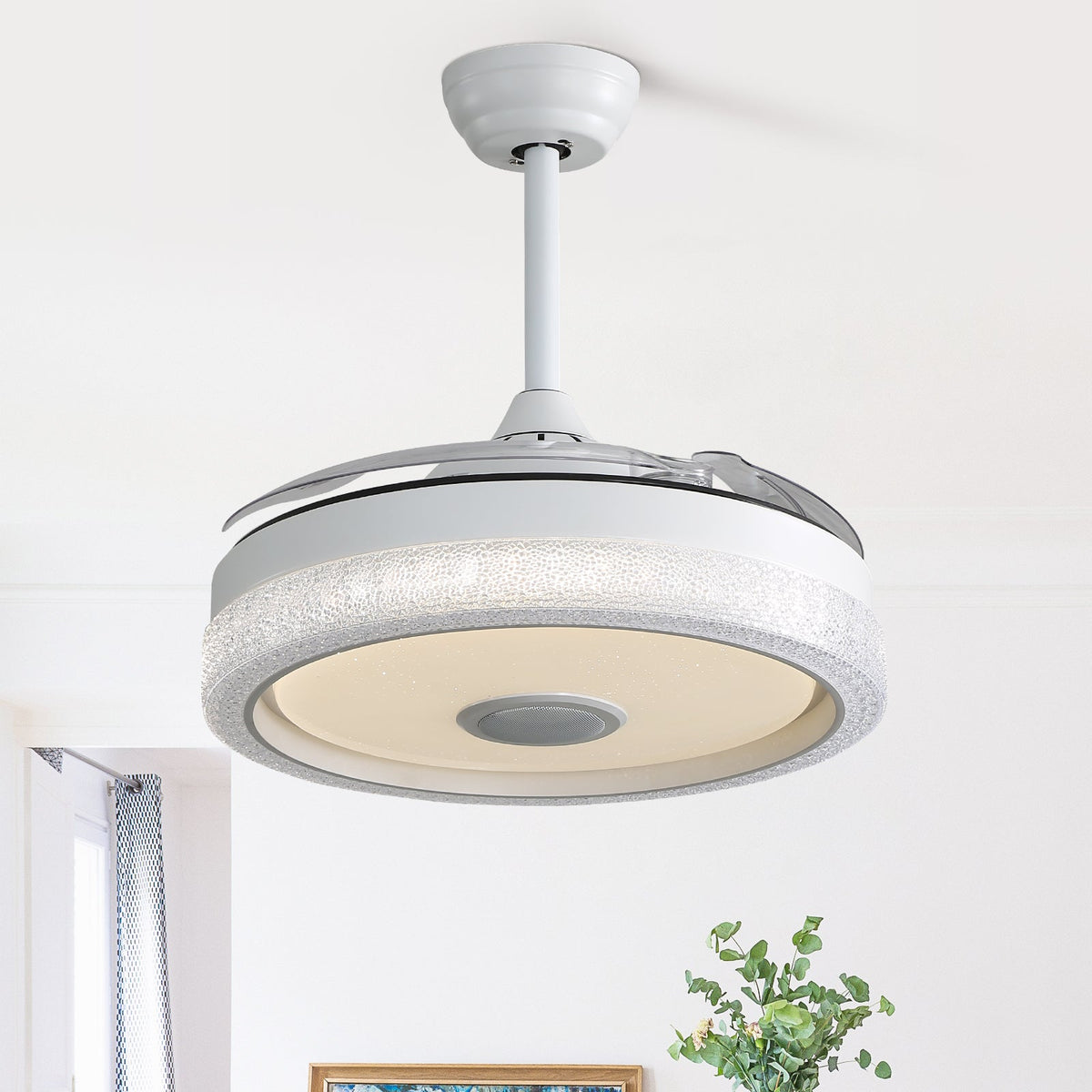 42-inch Ceiling Fan, Multi-Colored 32W LED Light & DC Motor, ABS Blades