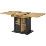 Telescopic Dining Table, Extendable Kitchen Table for 4-6, Space-Saving, Brown Glass