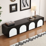 TV Cabinet Low 180cm 2 Drawers 2 Doors Black and White