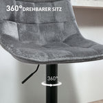Bar Stools Set of 2, Height-Adjustable 360° Rotatable with Backrest, Dark Gray