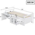 Children's Bed 90x200cm, Storage & Desk with Sockets, Wooden White