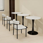 Coffee Table 27.6-inch Mid-Century Modern Round Marble Top - Black