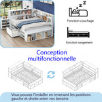 LED upholstered bed, 140 × 190 cm, hydraulic bed, 2-in-1 storage drawers at the foot of the bed, built-in LED light strips on both sides of the bed, slatted base, mattress not included, velvet, grey.