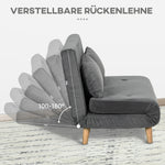 Sofa Bed 2-Seater Foldable Adjustable Backrest, Grey Velvet