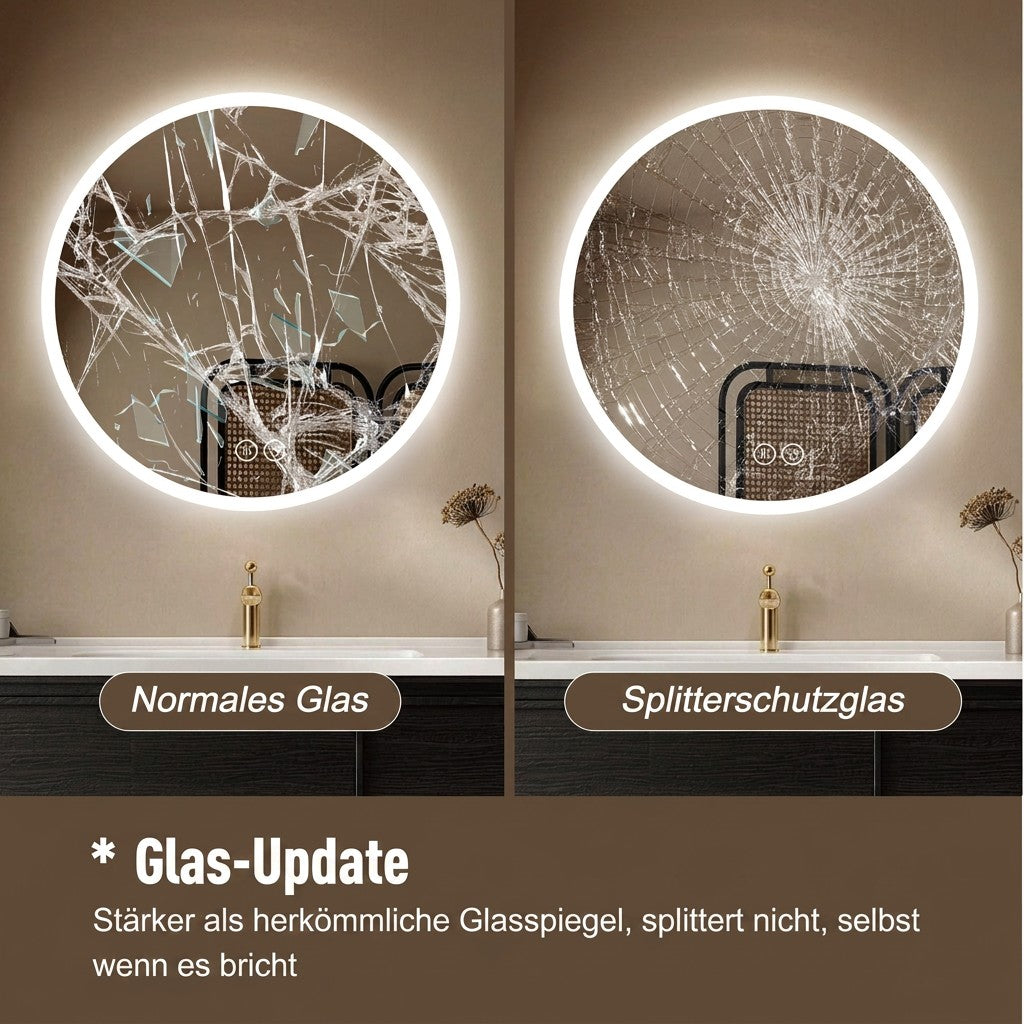 Round LED Bathroom Mirror 80 cm - Anti-Fog Dimmable HD Silver Glass