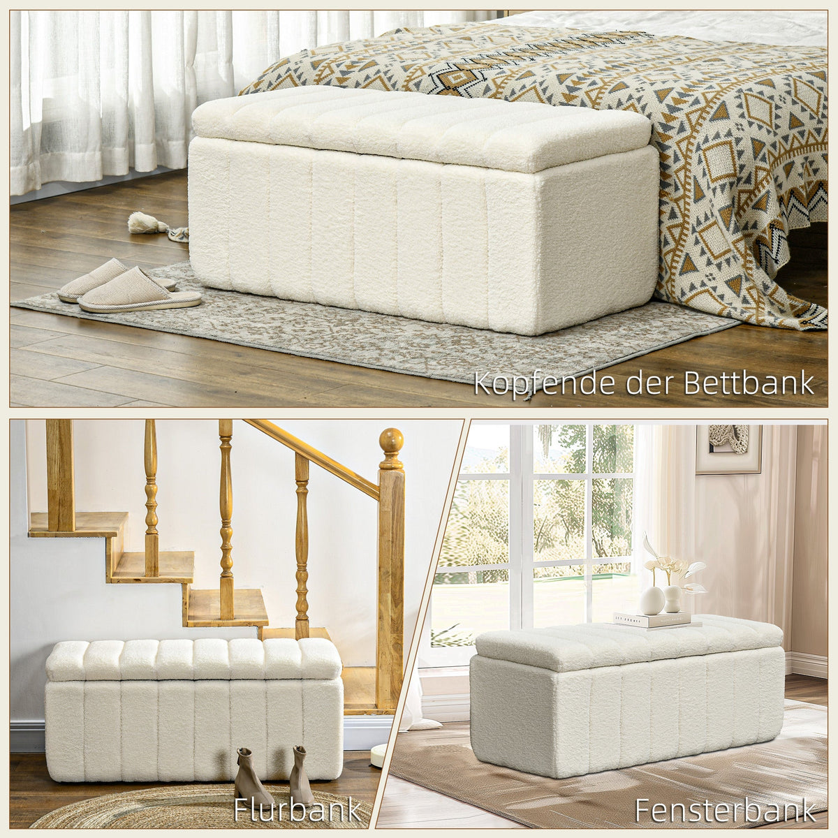 Bench with Storage, Upholstered, Wooden Legs