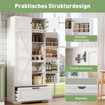 Kitchen Storage Cabinet 80x40x180cm Freestanding with Wine Rack & Adjustable Shelves, Industrial Style